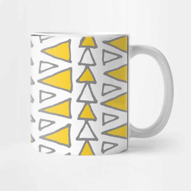 Mustard Yellow Grey and White Triangles Pattern by dreamingmind